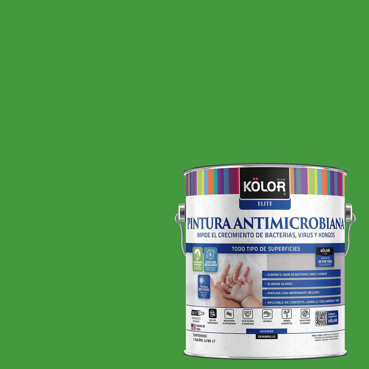 KOLOR - Pintura Antibacterial 1 galón(es) Semibrillante Verde Prato