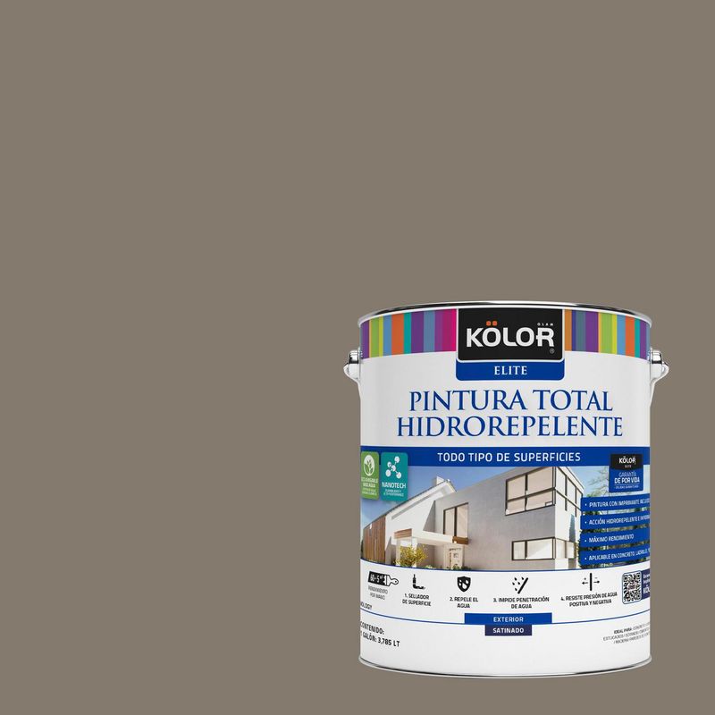 KOLOR - Pintura Hidrorepelente Satinado 1 galón(es) Gris Barbados