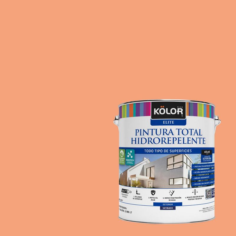 KOLOR - Pintura Hidrorepelente Satinado 1 galón(es) Naranjo Numazu 