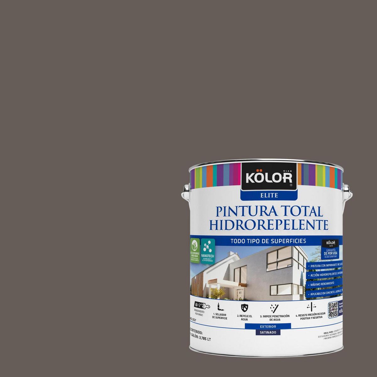 KOLOR - Pintura Hidrorepelente 1 galón(es) Satinado Café Antelias