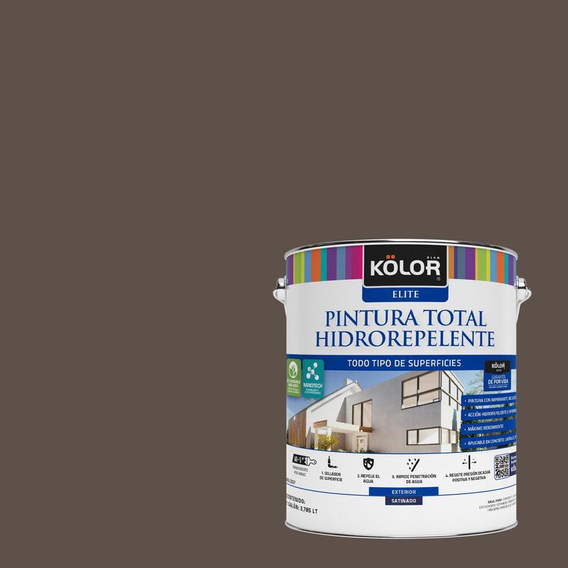 KOLOR - Pintura Hidrorepelente Satinado 1 galón(es) Café Aruba 