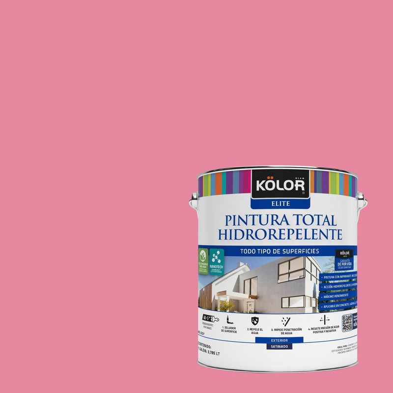 KOLOR - Pintura Hidrorepelente Satinado 1 galón(es) Rosado Brabante