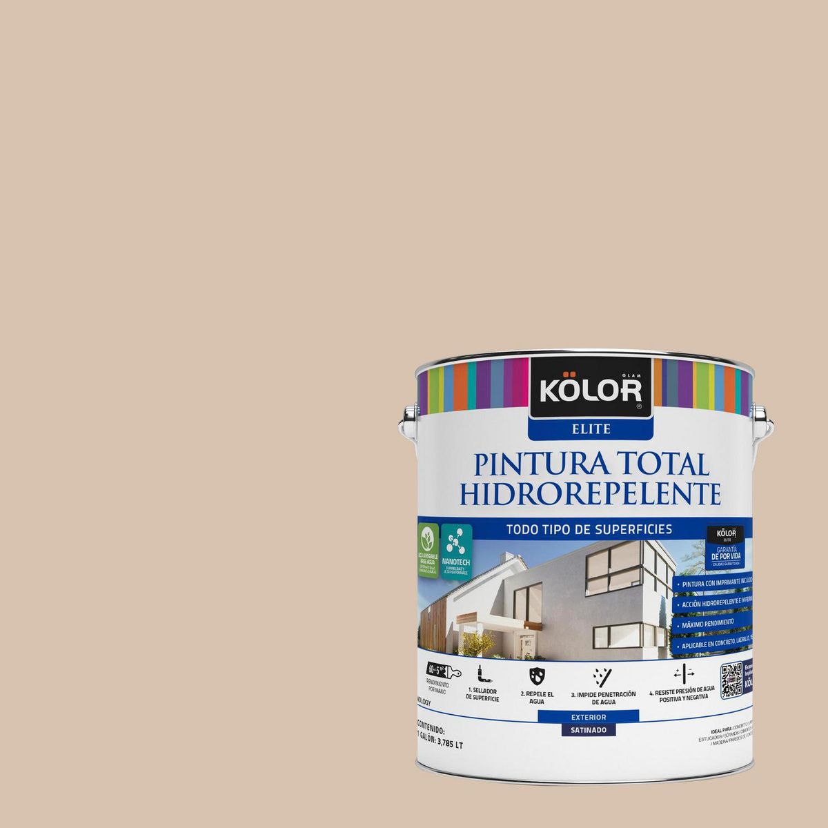 KOLOR - Pintura Hidrorepelente Satinado 1 galón(es) Beige Vigo 
