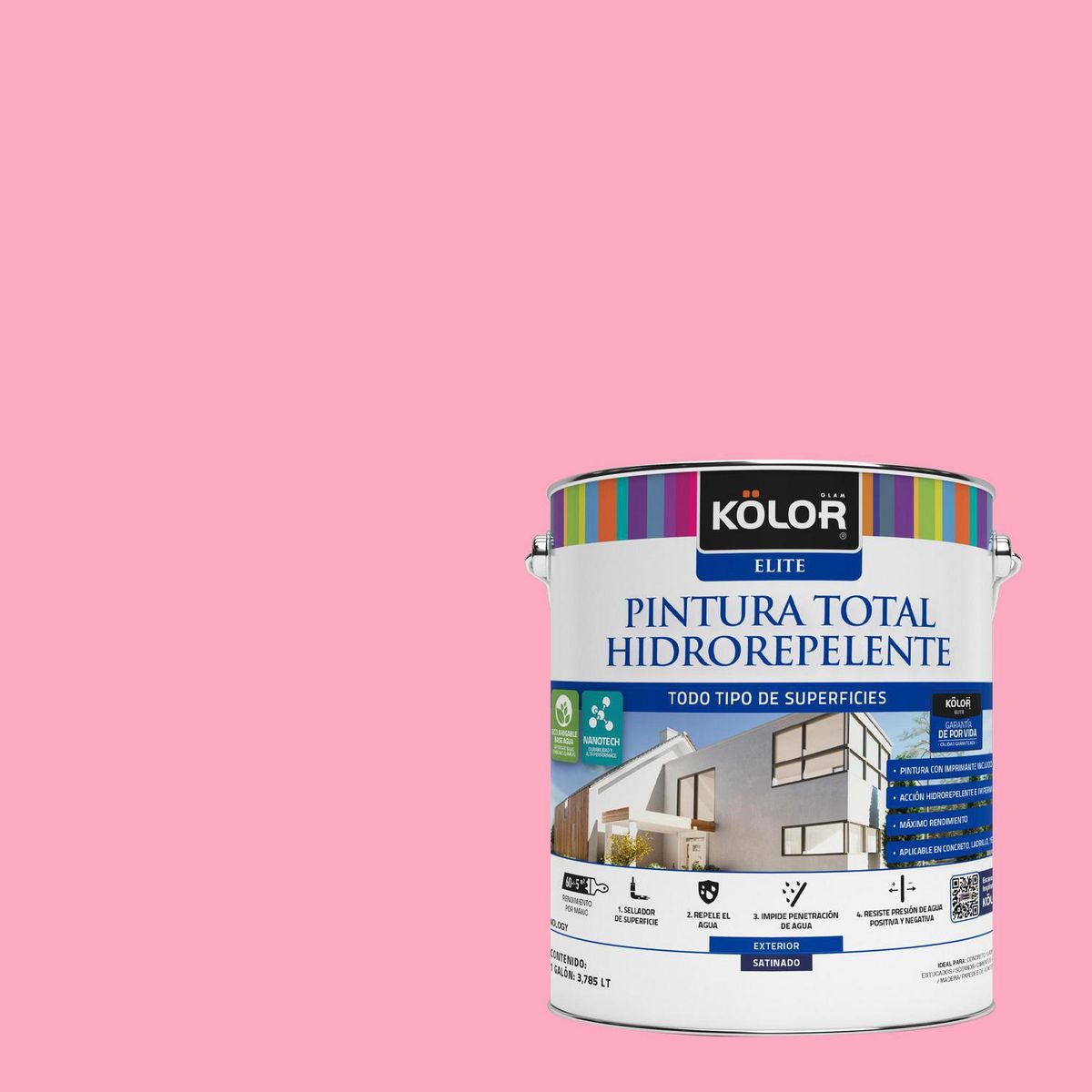 KOLOR - Pintura Hidrorepelente Satinado 1 galón(es) Rosado Kermán 