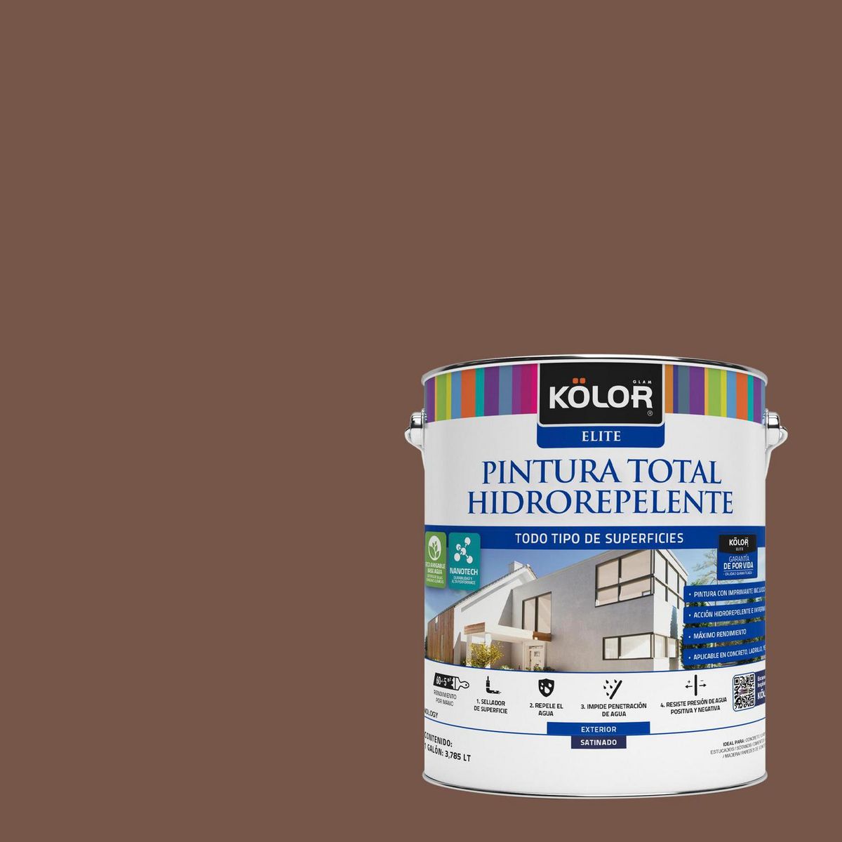 KOLOR - Pintura Hidrorepelente 1 galón(es) Satinado Café Swazilandia
