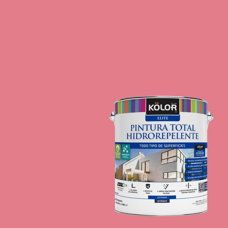 KOLOR - Pintura Hidrorepelente Satinado 1 galón(es) Rosado Groznyy