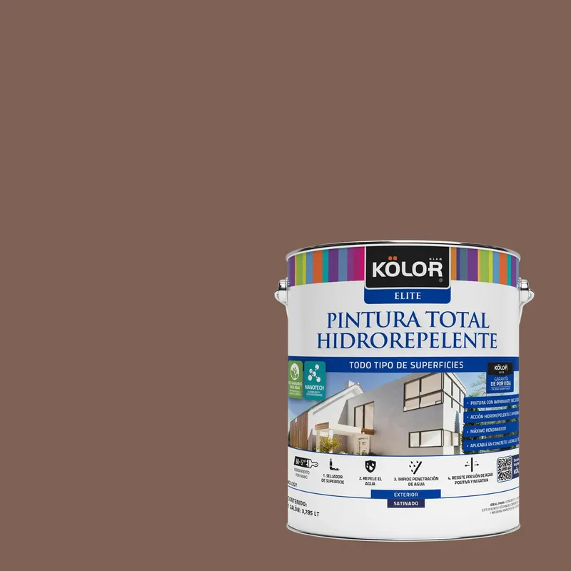KOLOR - Pintura Hidrorepelente Satinado 1 galón(es) Café Yibuti 