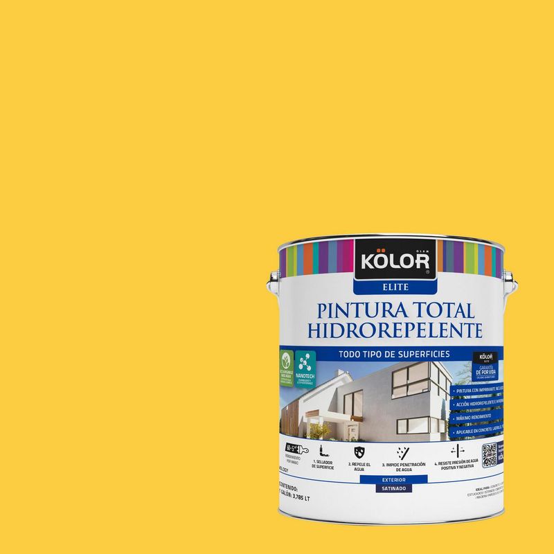 KOLOR - Pintura Hidrorepelente Satinado 1 galón(es) Amarillo Kiikenny