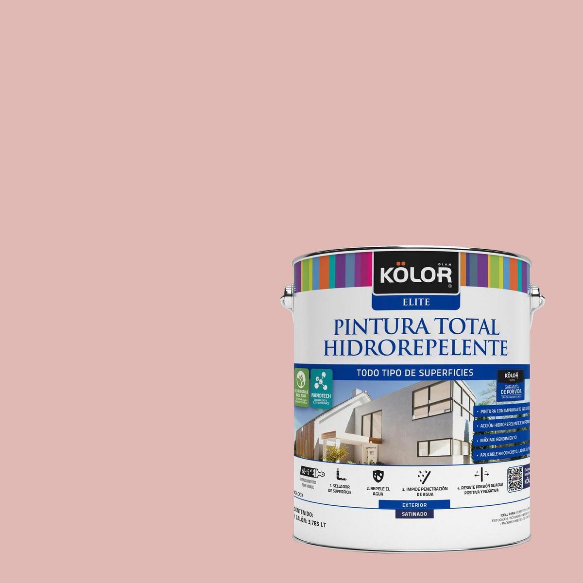 KOLOR - Pintura Hidrorepelente Satinado 1 galón(es) Rosado Magadan 