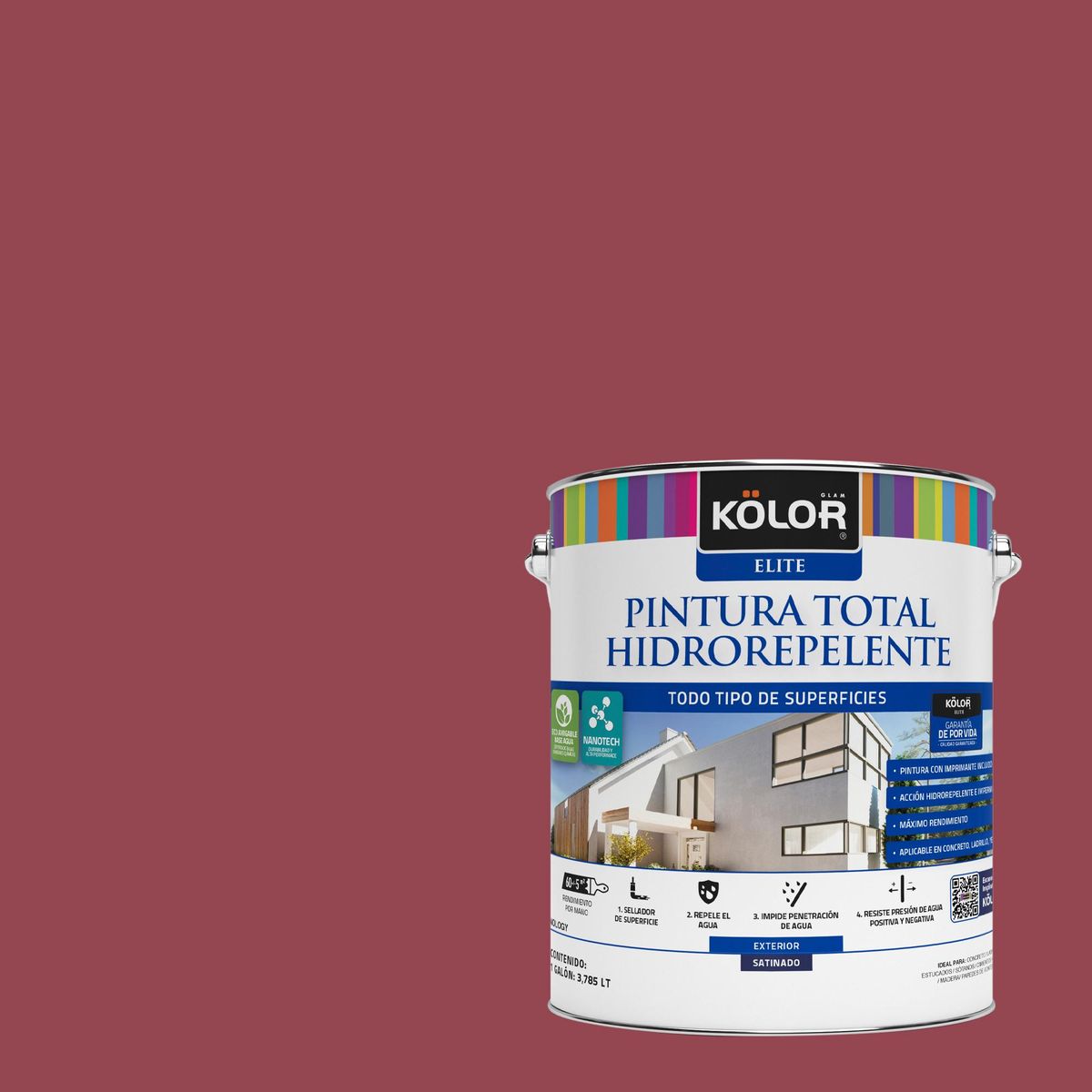 KOLOR - Pintura Hidrorepelente 1 galón(es) Satinado Fucsia Moscu