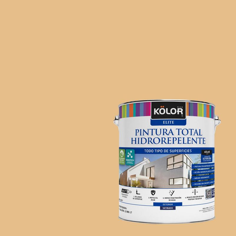 KOLOR - Pintura Hidrorepelente Satinado 1 galón(es) Naranjo Lusaka