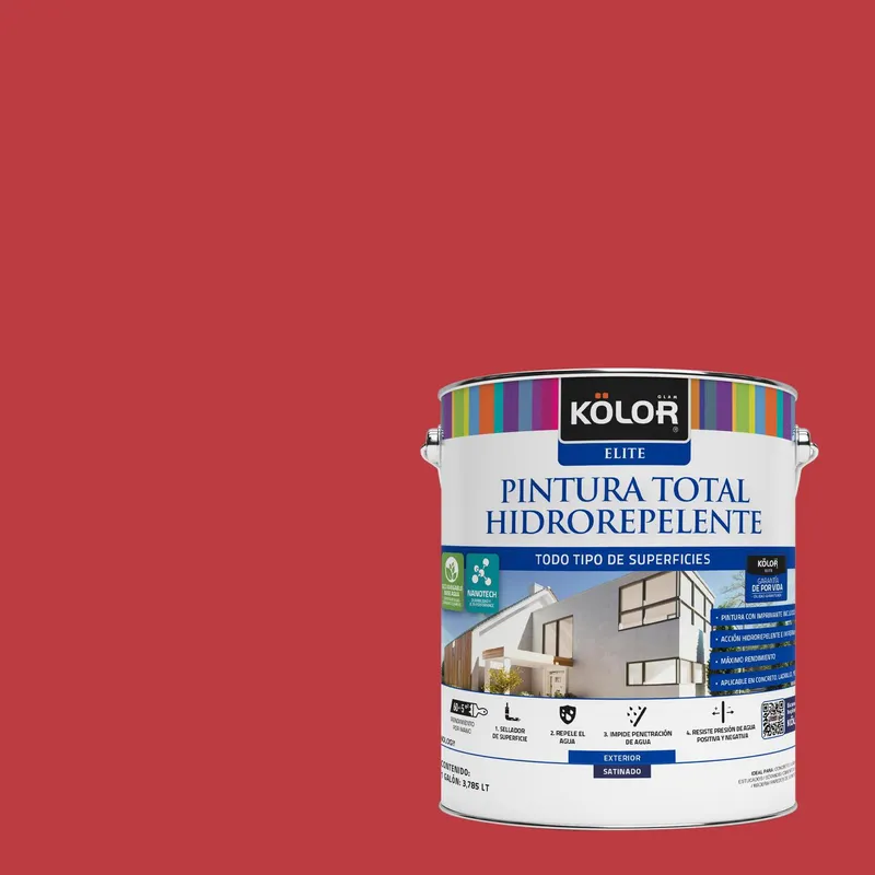 KOLOR - Pintura Hidrorepelente Satinado 1 galón(es) Rojo Córdova 