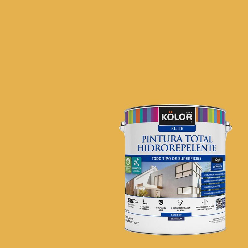 KOLOR - Pintura Hidrorepelente Satinado 1 galón(es) Amarillo Rosenheim 