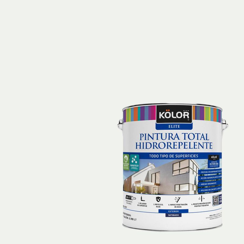 KOLOR - Pintura Hidrorepelente Satinado 1 galón(es) Blanco Krems 
