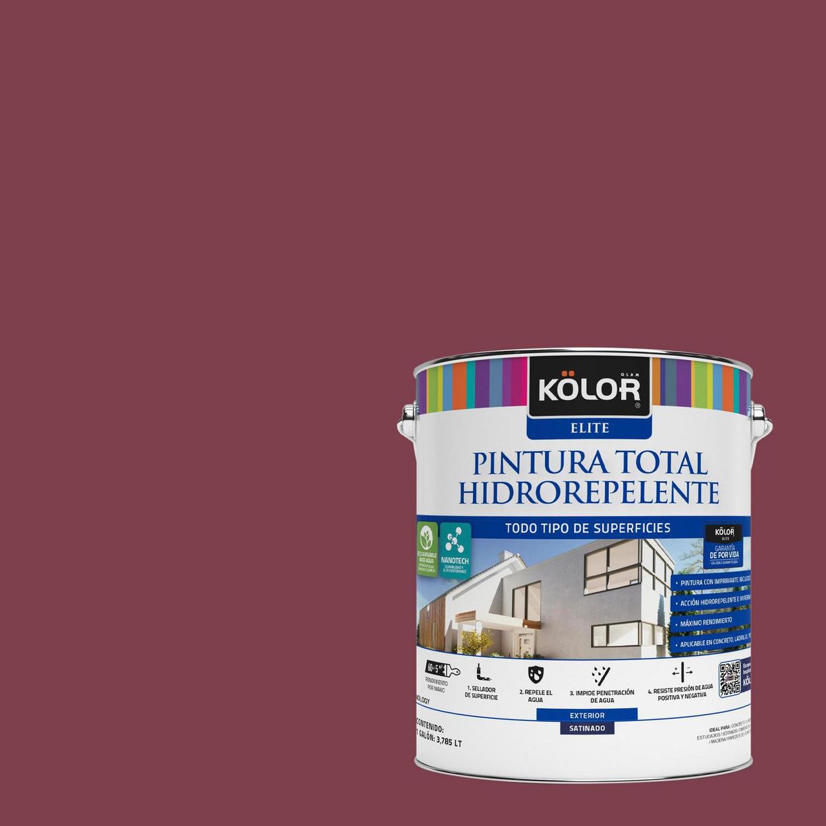 KOLOR - Pintura Hidrorepelente Satinado 1 galón(es) Fucsia Drente 