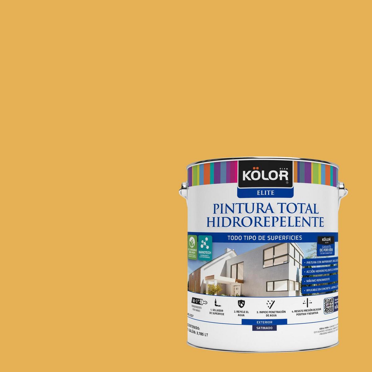 KOLOR - Pintura Hidrorepelente Satinado 1 galón(es) Amarillo Viseu 