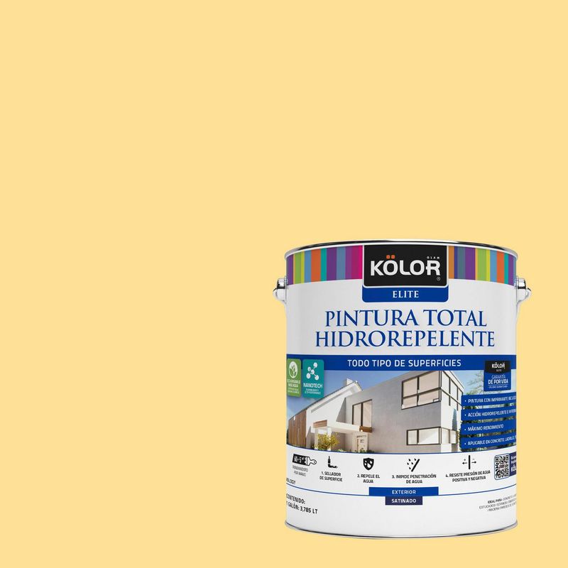 KOLOR - Pintura Hidrorepelente Satinado 1 galón(es) Amarillo Kioto