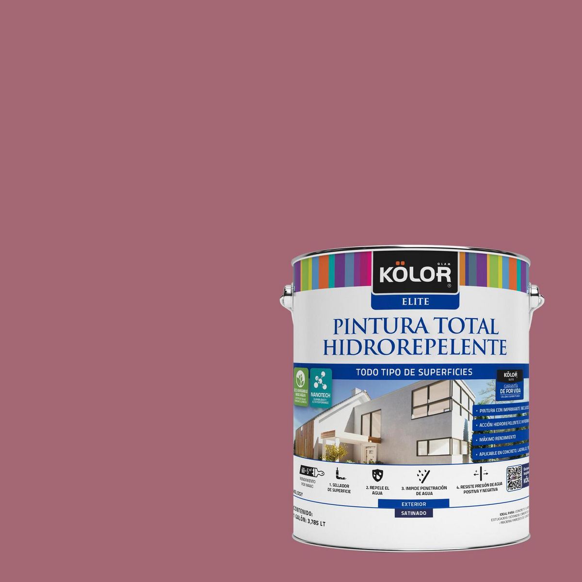 KOLOR - Pintura Hidrorepelente 1 galón(es) Satinado Fucsia Kazan