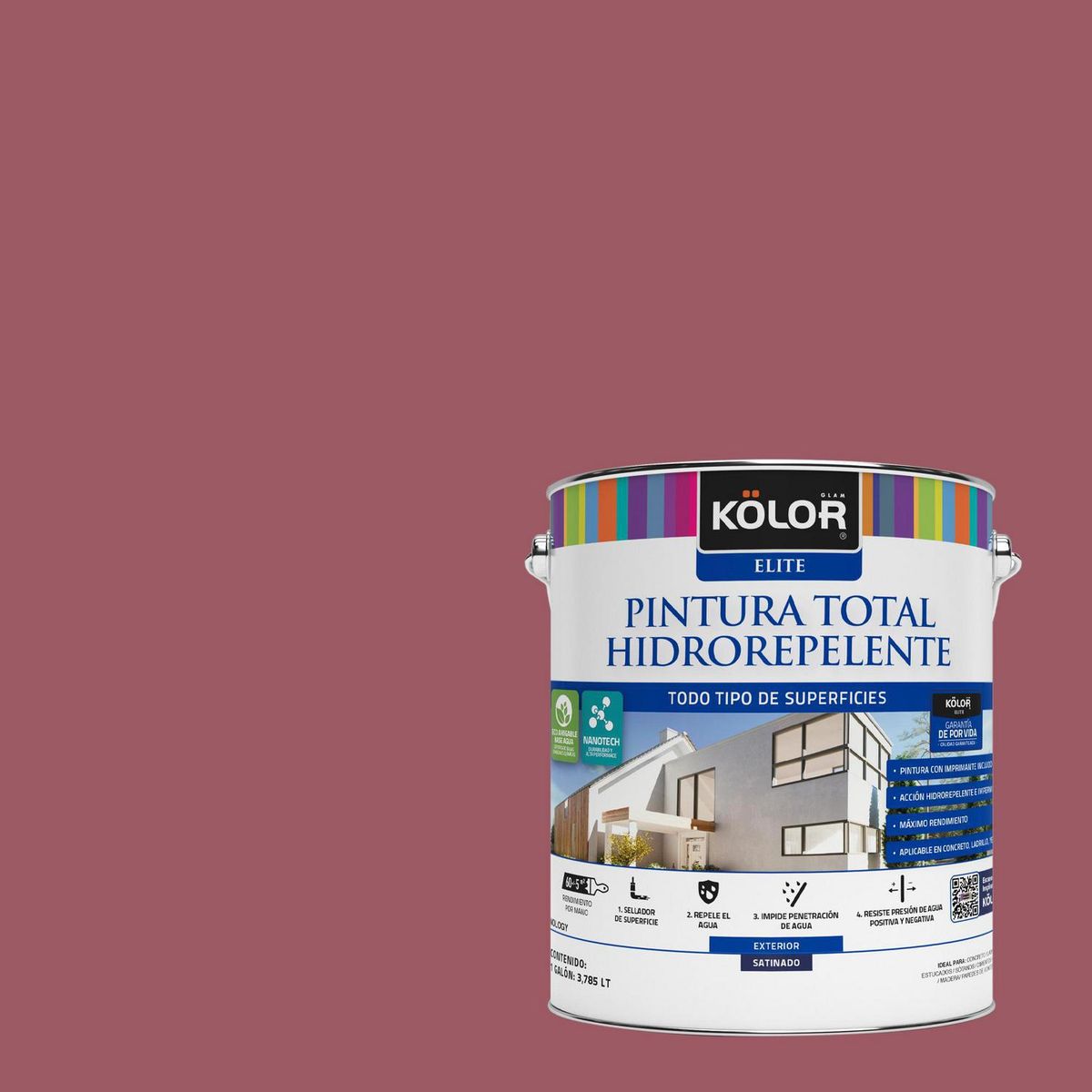 KOLOR - Pintura Hidrorepelente 1 galón(es) Satinado Fucsia Sasebo