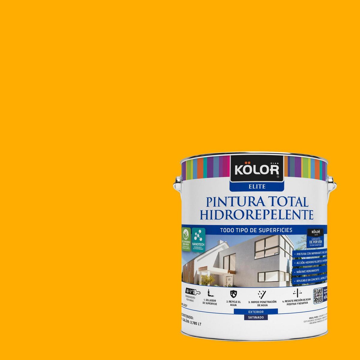 KOLOR - Pintura Hidrorepelente 1 galón(es) Satinado Amarillo Biliran
