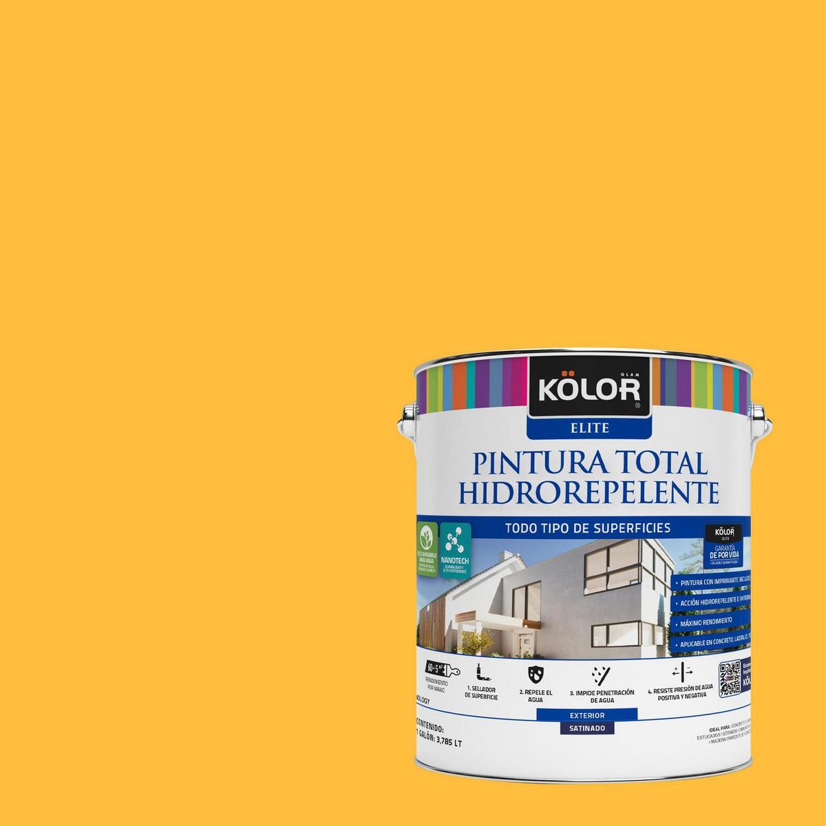 KOLOR - Pintura Hidrorepelente 1 galón(es) Satinado Amarillo Erzurum
