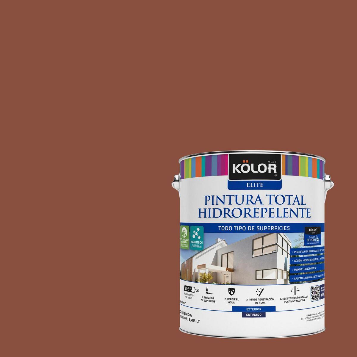 KOLOR - Pintura Hidrorepelente 1 galón(es) Satinado Café Biella