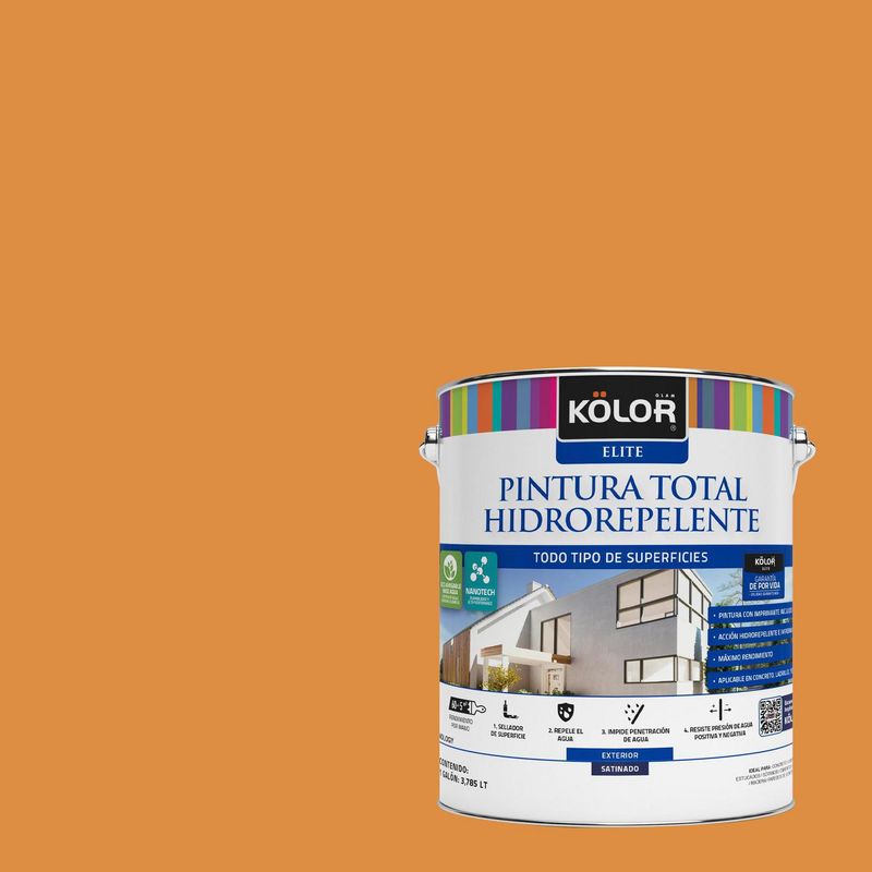 KOLOR - Pintura Hidrorepelente Satinado 1 galón(es) Naranjo Gnynia 