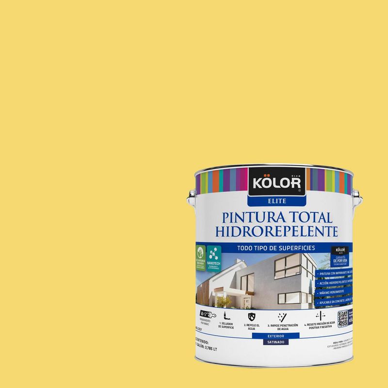 KOLOR - Pintura Hidrorepelente Satinado 1 galón(es) Amarillo Fiesole