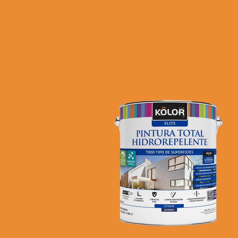 KOLOR - Pintura Hidrorepelente Satinado 1 galón(es) Naranjo Candiolo