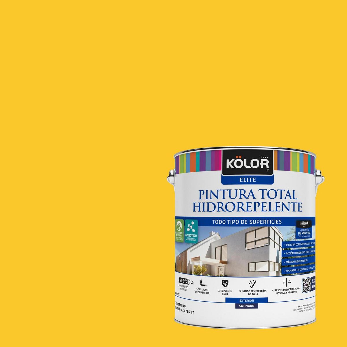KOLOR - Pintura Hidrorepelente Satinado 1 galón(es) Amarillo Floriana 