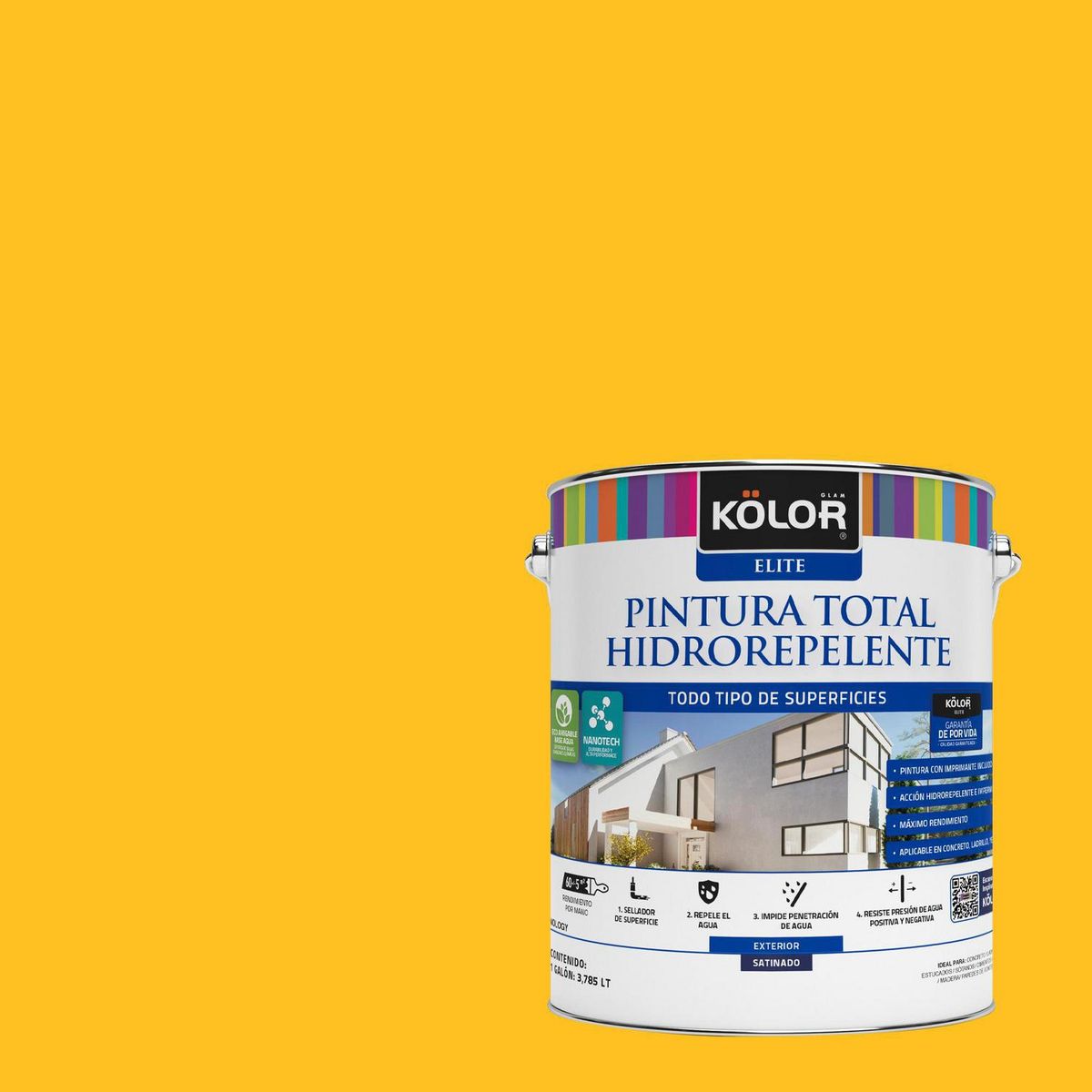 KOLOR - Pintura Hidrorepelente 1 galón(es) Satinado Amarillo Cavite