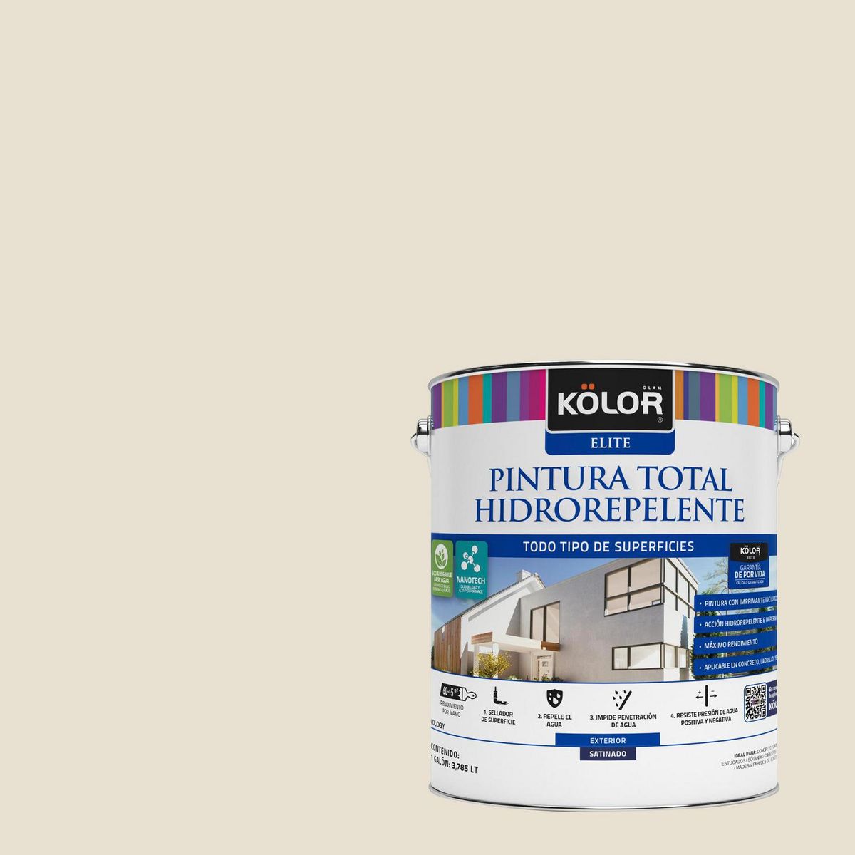 KOLOR - Pintura Hidrorepelente Satinado 1 galón(es) Beige Livorno 