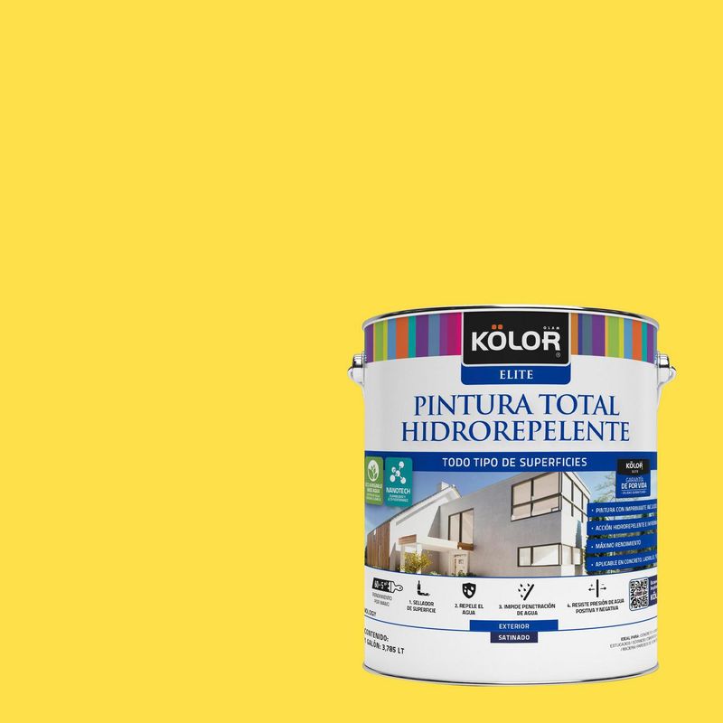 KOLOR - Pintura Hidrorepelente Satinado 1 galón(es) Amarillo Brest