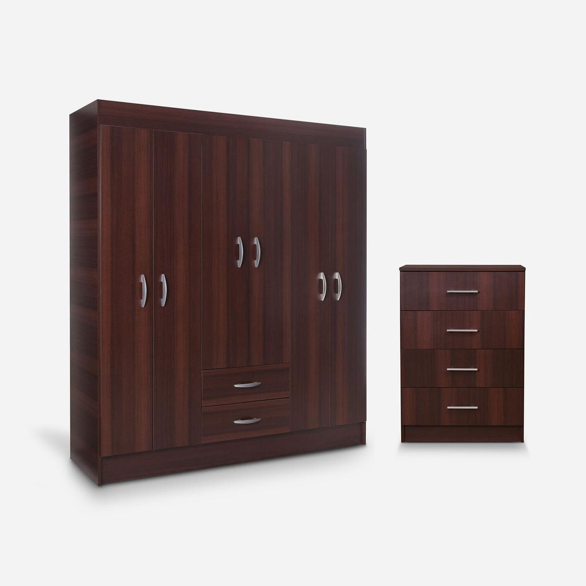 CIC - Closet Trancura 6 Puertas 2 Cajones/Cómoda Fenix chocolate