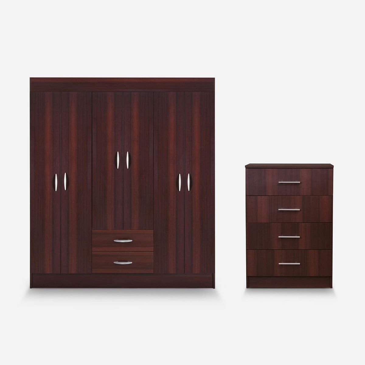 CIC - Closet Trancura 6 Puertas 2 Cajones/Cómoda Fenix chocolate