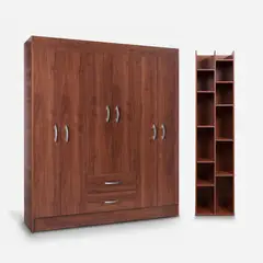 CIC - Closet Trancura 6 Puertas 2 Cajones/Librero 10 Repisas Sucre Cerezo