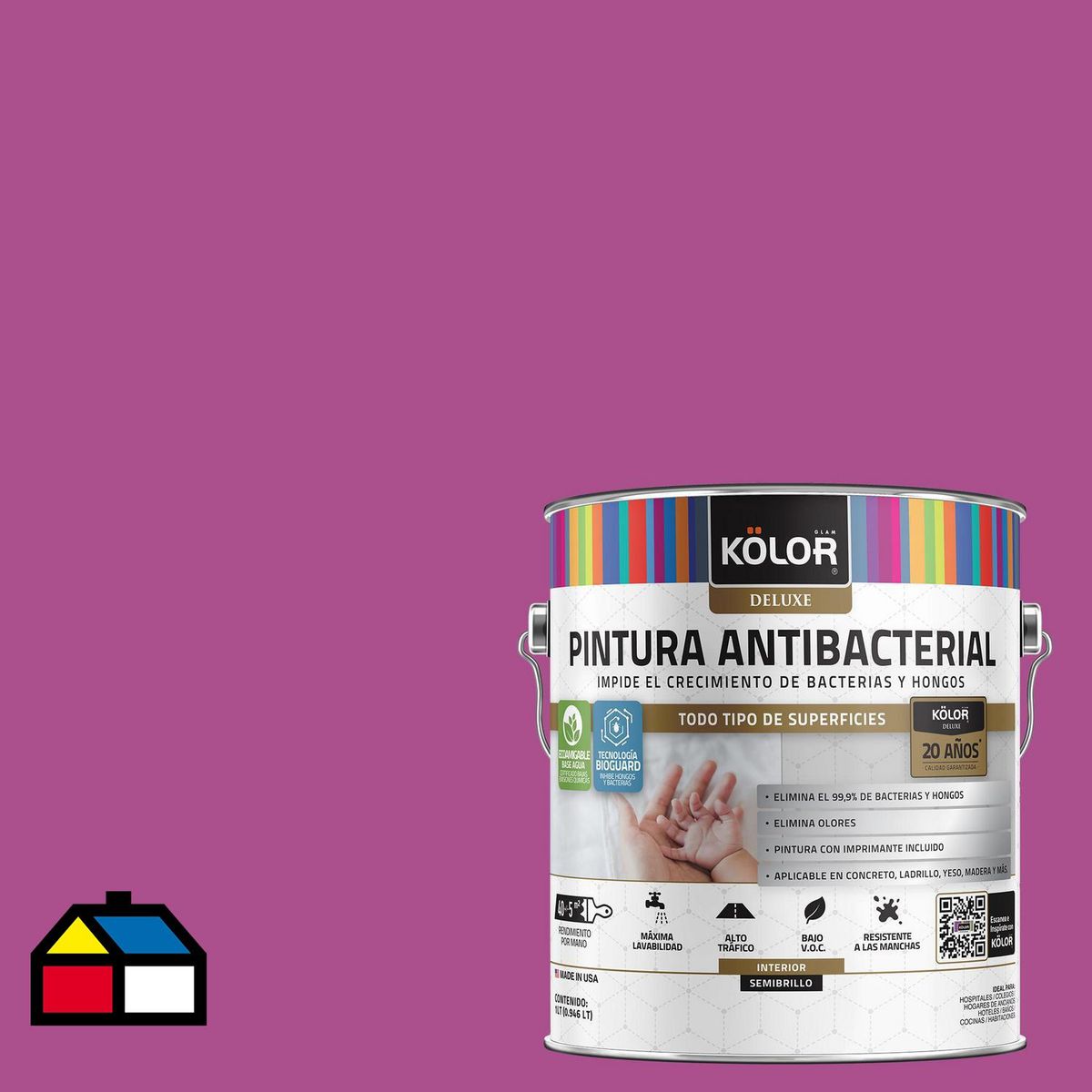 KOLOR - Pintura Hidrorepelente 1 galón(es) Semibrillante Fucsia Manisa
