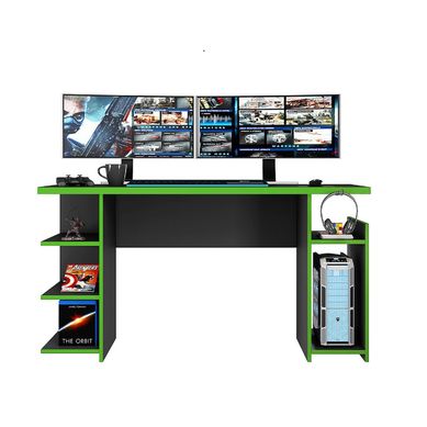 Escritorio Gamer Negro-Verde MDP 74,5x135,6x57 cm