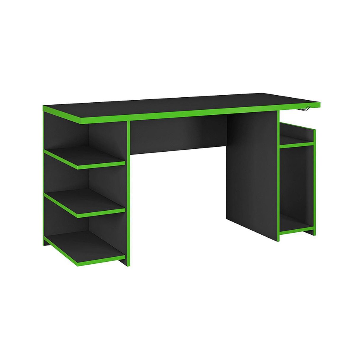 HOME MOBILI - Escritorio Gamer Negro-Verde MDP 74,5x135,6x57 cm