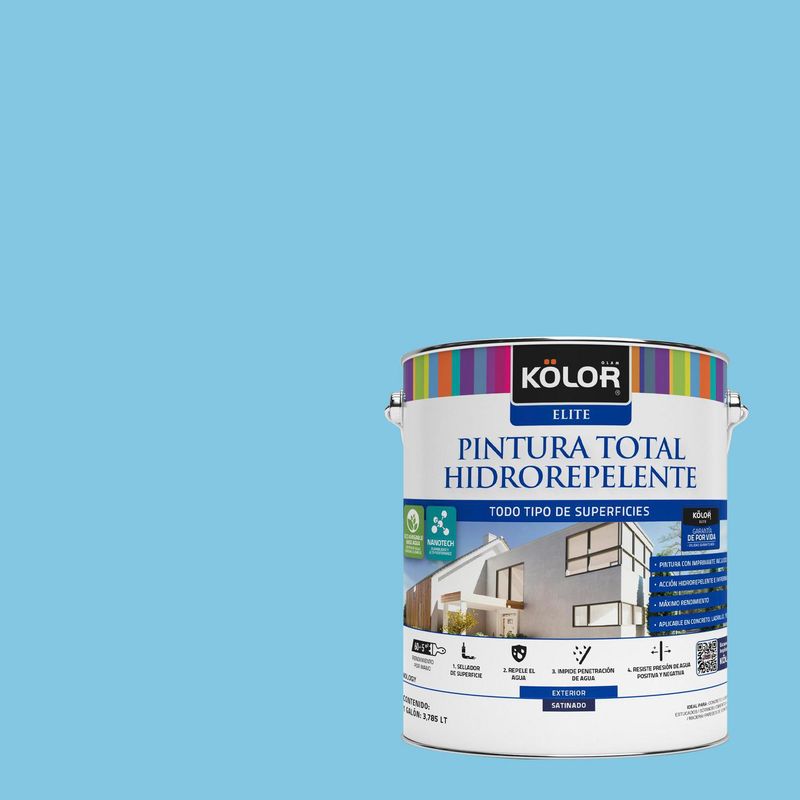 KOLOR - Pintura Hidrorepelente Satinado 1 galón(es) Celeste Etavah 