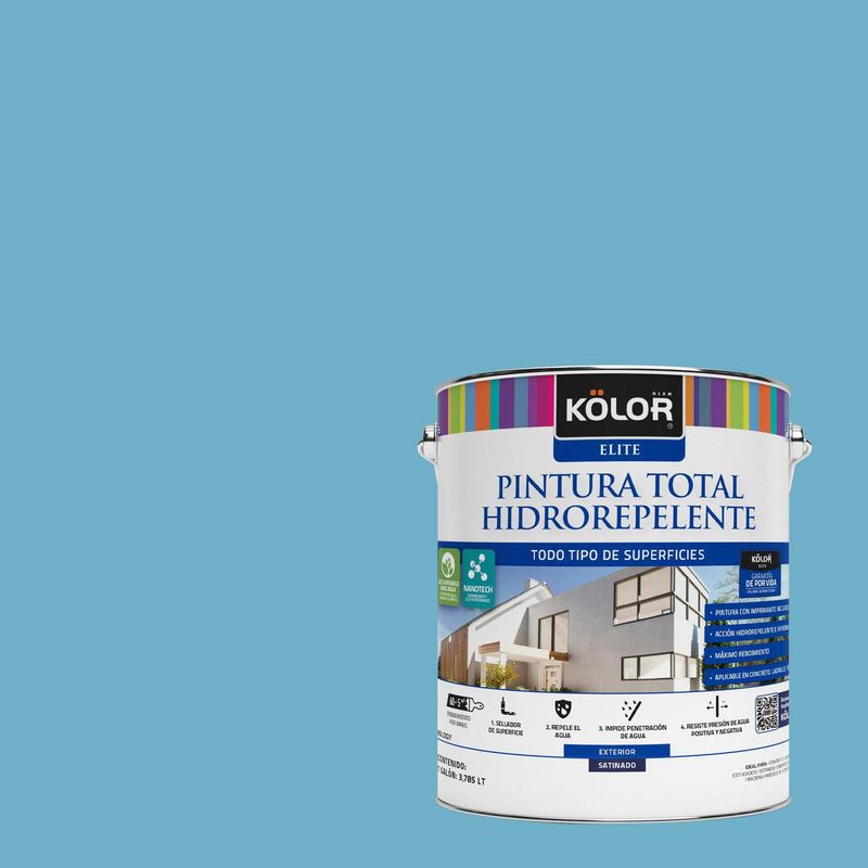 KOLOR - Pintura Hidrorepelente Satinado 1 galón(es) Celeste Revs 