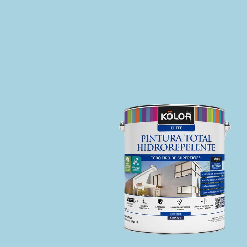 KOLOR - Pintura Hidrorepelente Satinado 1 galón(es) Celeste Agadir