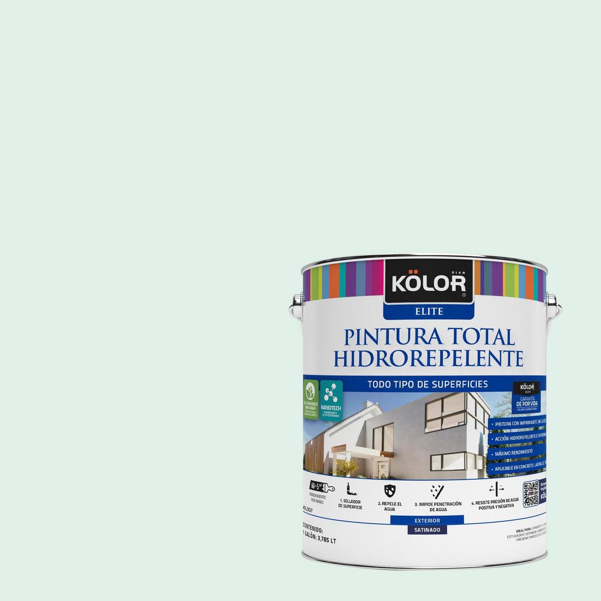 Pintura Hidrorepelente 1 galón(es) Satinado Verde Huslia, marca KOLOR - Foto Principal