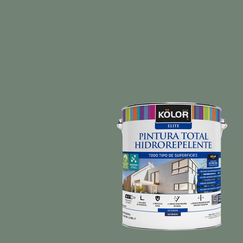 KOLOR - Pintura Hidrorepelente Satinado 1 galón(es) Verde Ronda 