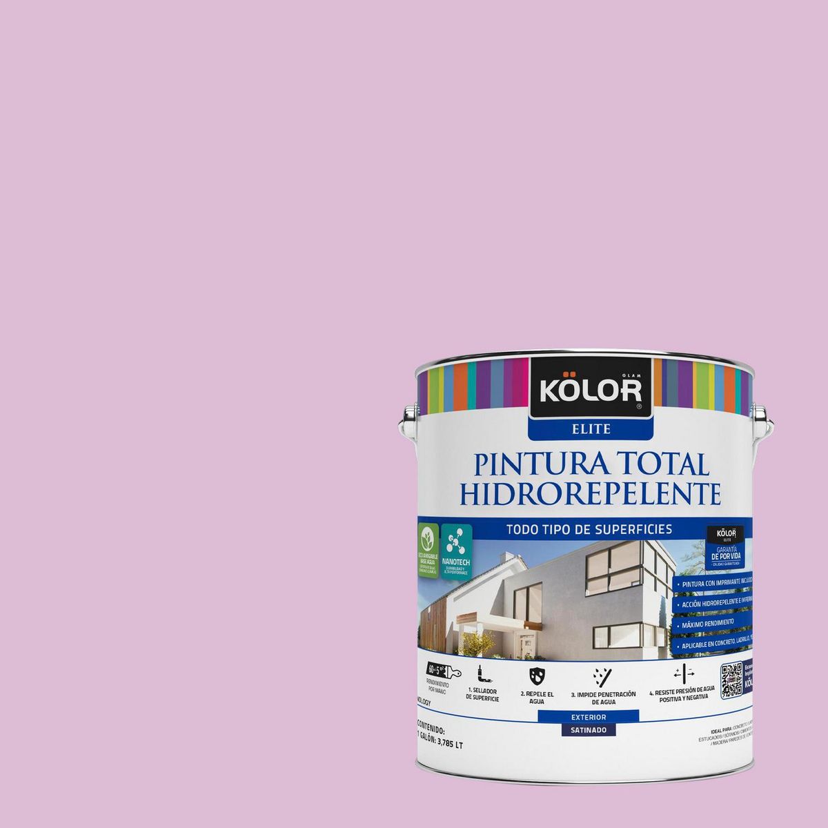 KOLOR - Pintura Hidrorepelente Satinado 1 galón(es) Rosado Eritrea 