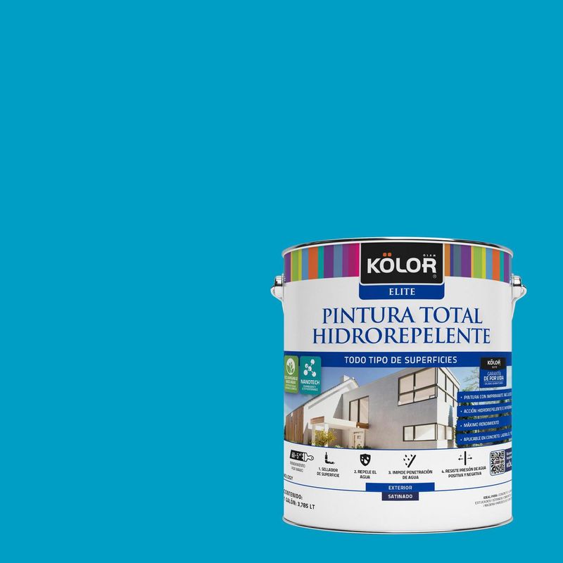 KOLOR - Pintura Hidrorepelente Satinado 1 galón(es) Celeste Lucknow 