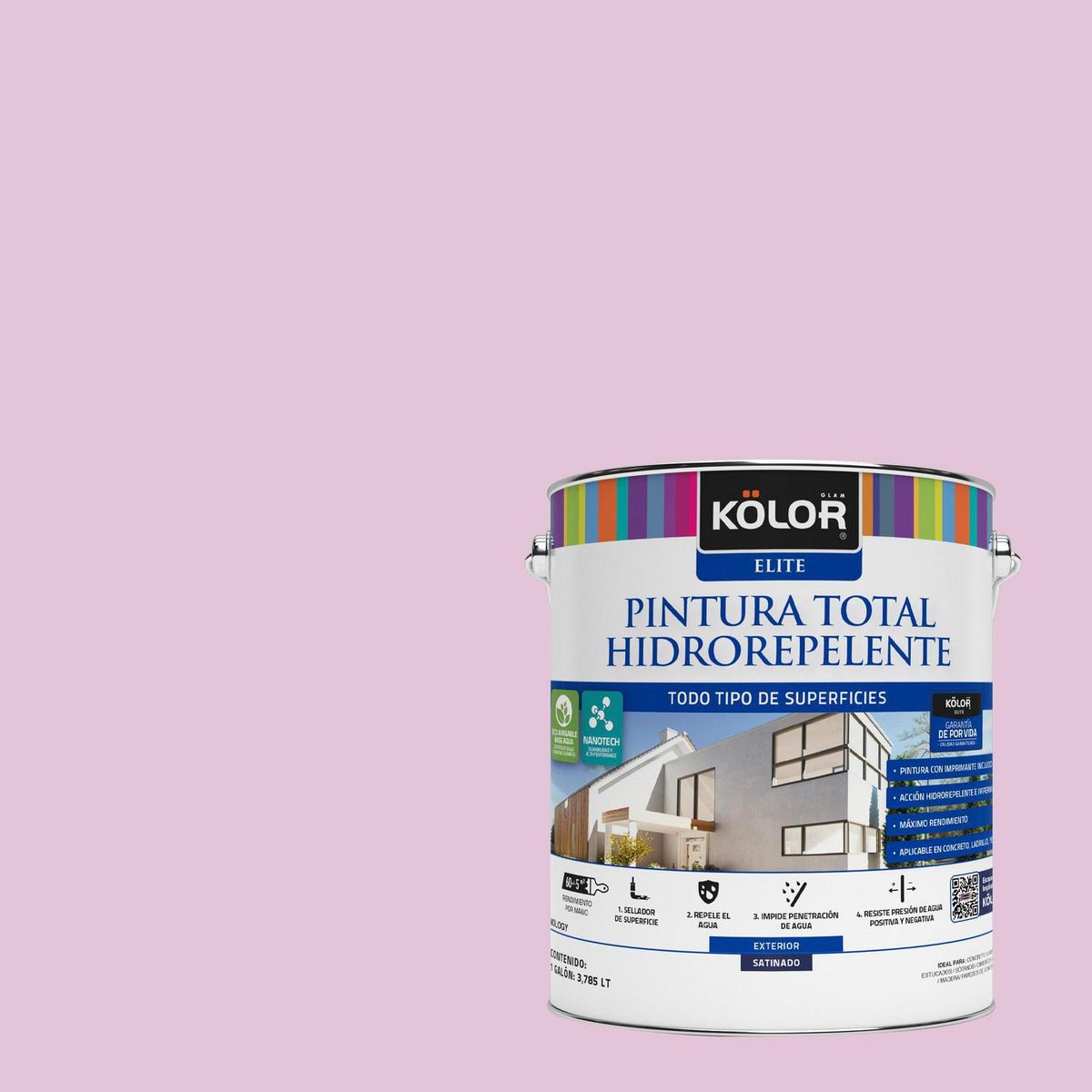 KOLOR - Pintura Hidrorepelente 1 galón(es) Satinado Rosado Sondrio