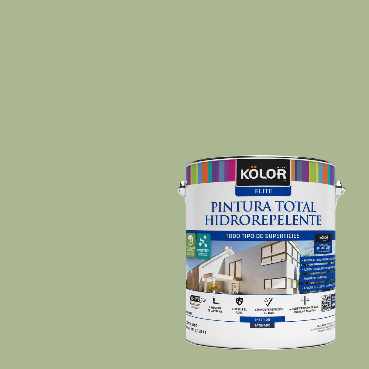 KOLOR - Pintura Hidrorepelente Satinado 1 galón(es) Verde Kodapa 