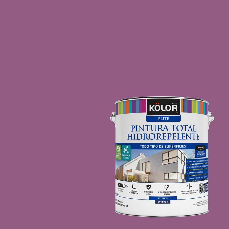KOLOR - Pintura Hidrorepelente Satinado 1 galón(es) Púrpura Mashik 