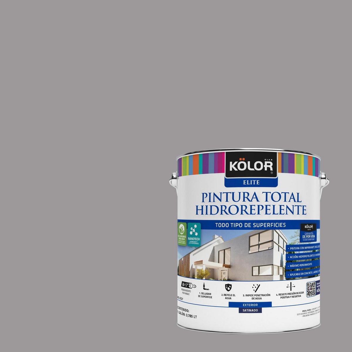 KOLOR - Pintura Hidrorepelente Satinado 1 galón(es) Gris Nicosia 